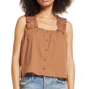 Treasure & Bond Ruffle Strap Cotton Tank Top